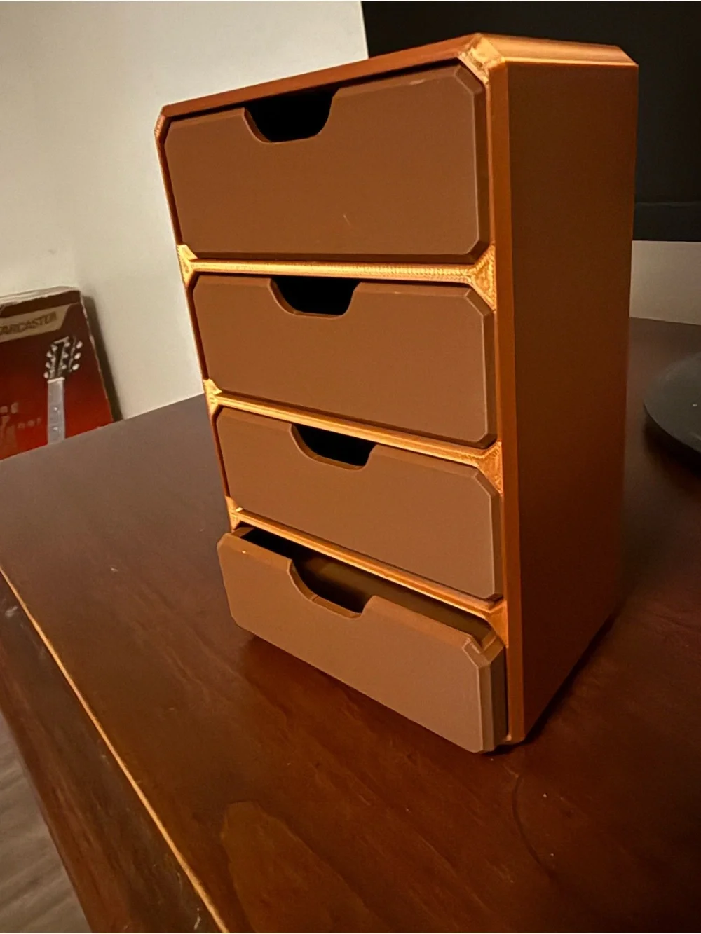 Compact 4-Drawer Copper Organizer Tray